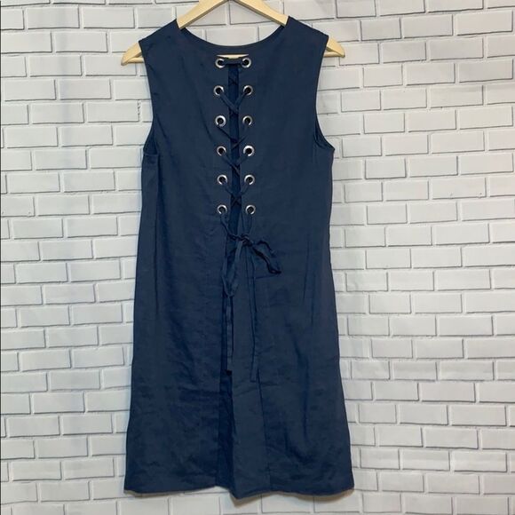 Theory Navy Blue Linen/Rayon Shift Dress S… - Picture 1 of 3